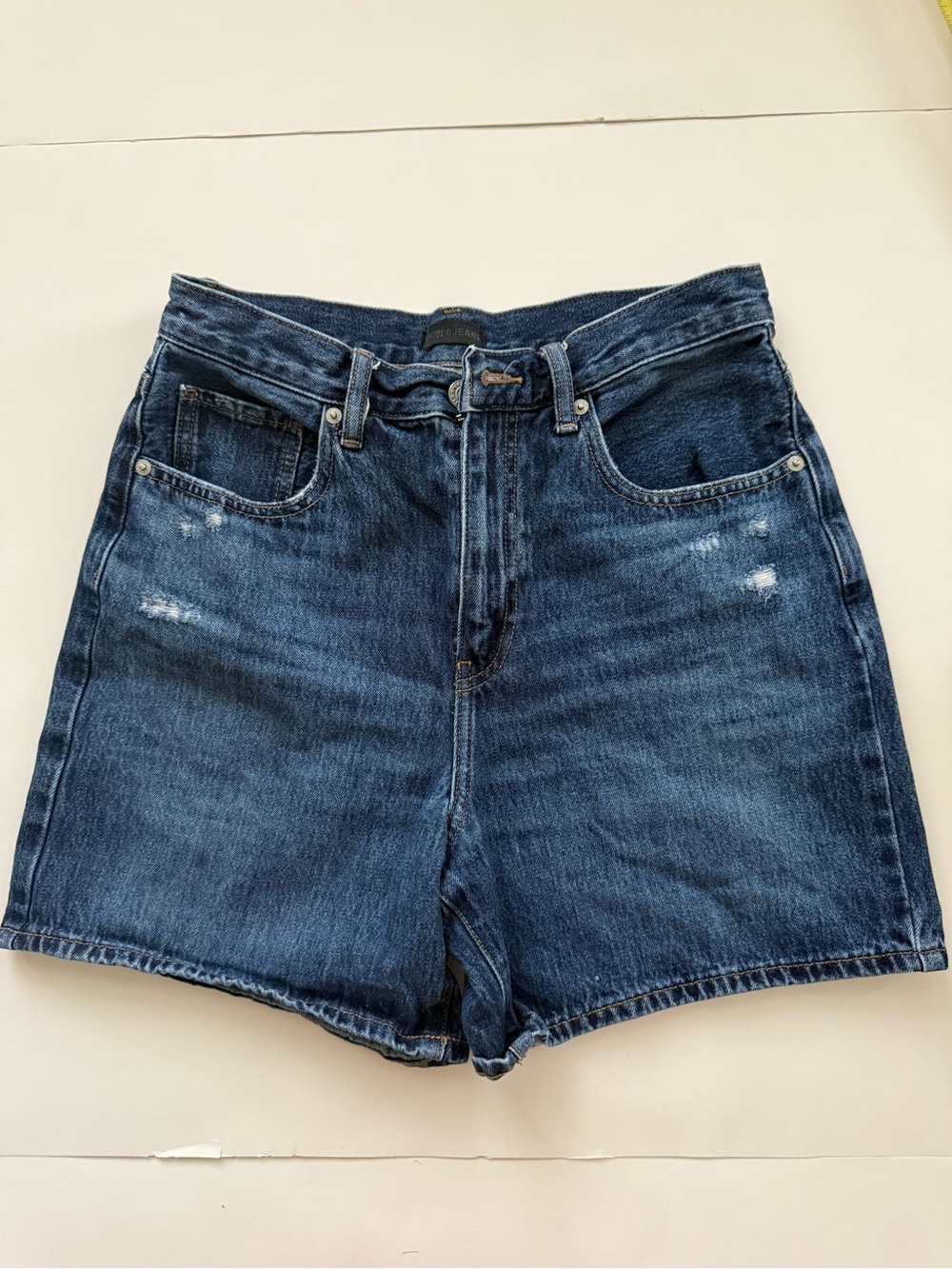Uniqlo Women’s High Rise Dark Wash Distressed Denim Shorts Size 26
